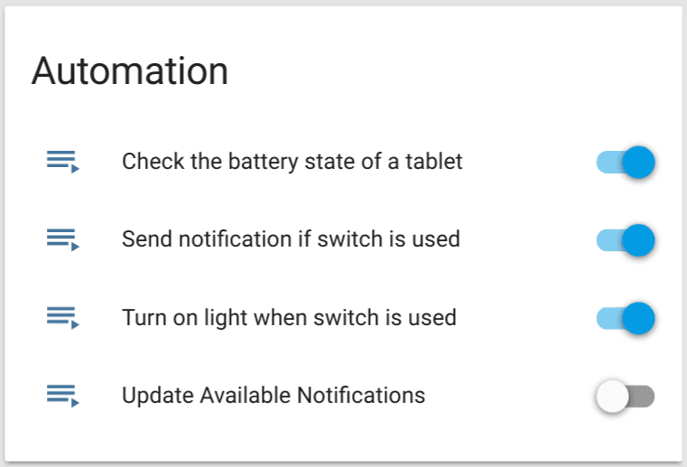 Home Assistant automation UI excerpt illustrating triggers and actions similar to a sunset lighting automation.